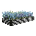 Hochbeet Metall,Hochbeet Garten Pflanzkübel Blumenkasten 232x114x30cm Pflanzkasten Terrassen Gemüsebeet Pflanzbeet Verzinktem Hochbeete für Garten Metall Kaufen Cortenstahl Schwarz - Thumbnail 9