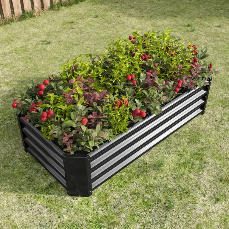 Hochbeet Metall,Hochbeet Garten Pflanzkübel Blumenkasten 120x61x30cm Pflanzkasten Terrassen Gemüsebeet Pflanzbeet Verzinktem Hochbeete für Garten Metall Kaufen Cortenstahl Schwarz