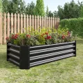 Hochbeet Metall,Hochbeet Garten Pflanzkübel Blumenkasten 120x61x30cm Pflanzkasten Terrassen Gemüsebeet Pflanzbeet Verzinktem Hochbeete für Garten Metall Kaufen Cortenstahl Schwarz - Thumbnail 4
