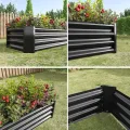 Hochbeet Metall,Hochbeet Garten Pflanzkübel Blumenkasten 120x61x30cm Pflanzkasten Terrassen Gemüsebeet Pflanzbeet Verzinktem Hochbeete für Garten Metall Kaufen Cortenstahl Schwarz - Thumbnail 5