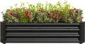 Hochbeet Metall,Hochbeet Garten Pflanzkübel Blumenkasten 120x61x30cm Pflanzkasten Terrassen Gemüsebeet Pflanzbeet Verzinktem Hochbeete für Garten Metall Kaufen Cortenstahl Schwarz - Thumbnail 7