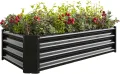 Hochbeet Metall,Hochbeet Garten Pflanzkübel Blumenkasten 120x61x30cm Pflanzkasten Terrassen Gemüsebeet Pflanzbeet Verzinktem Hochbeete für Garten Metall Kaufen Cortenstahl Schwarz - Thumbnail 2