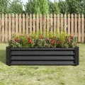 Hochbeet Metall,Hochbeet Garten Pflanzkübel Blumenkasten 120x61x30cm Pflanzkasten Terrassen Gemüsebeet Pflanzbeet Verzinktem Hochbeete für Garten Metall Kaufen Cortenstahl Schwarz - Thumbnail 3