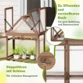 COSTWAY Frühbeet Mini Gewächshaus, 3-stöckiges Pflanzenbeet mit aufklappbarem Dach, Anzuchthaus mit 2 Türen, Treibhaus aus Holz & Polycarbonat, Aufzuchtschrank für Balkon Garten, Braun, 71x41x145cm - Thumbnail 7