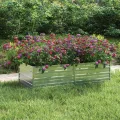 vidaXL Hochbeet aus Verzinktem Stahl, Silber, 160x80x45 cm, Pflanzkasten für Terrasse, Balkon & Garten, Blumen- und Gemüsebeet, DIY Hochbeet - Thumbnail 2