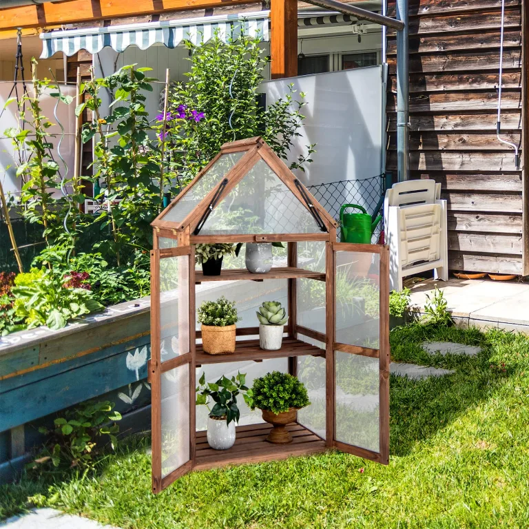 RELAX4LIFE 3 Etagen Hochbeet, Gewächshaus mit 3 Ablagen, Frühbeet aus Tannenholz & Polycarbonat, Pflanzenhaus für Garten Balkon Terrasse, 70,5 x 41 x 133,5 cm – Bild 2