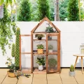 RELAX4LIFE 3 Etagen Hochbeet, Gewächshaus mit 3 Ablagen, Frühbeet aus Tannenholz & Polycarbonat, Pflanzenhaus für Garten Balkon Terrasse, 70,5 x 41 x 133,5 cm - Thumbnail 9
