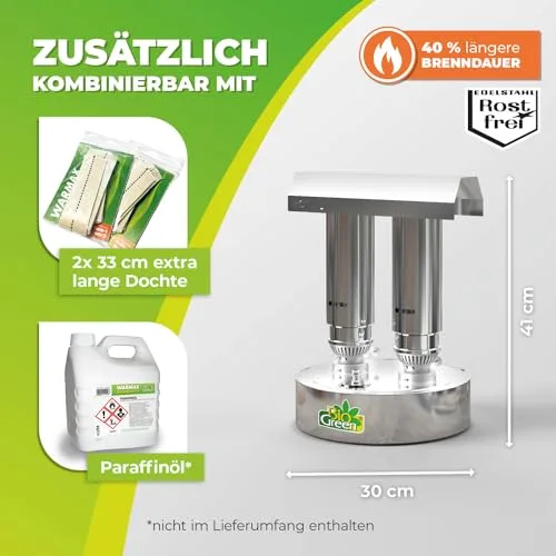 Bio Green Paraffin-Gewächshaus-Heizung WARMAX Power 5 aus Edelstahl | max. 600 Watt | für Gewächshäuser bis 5 m² | max. 3,5 Tage Brenndauer/Füllung – Bild 8