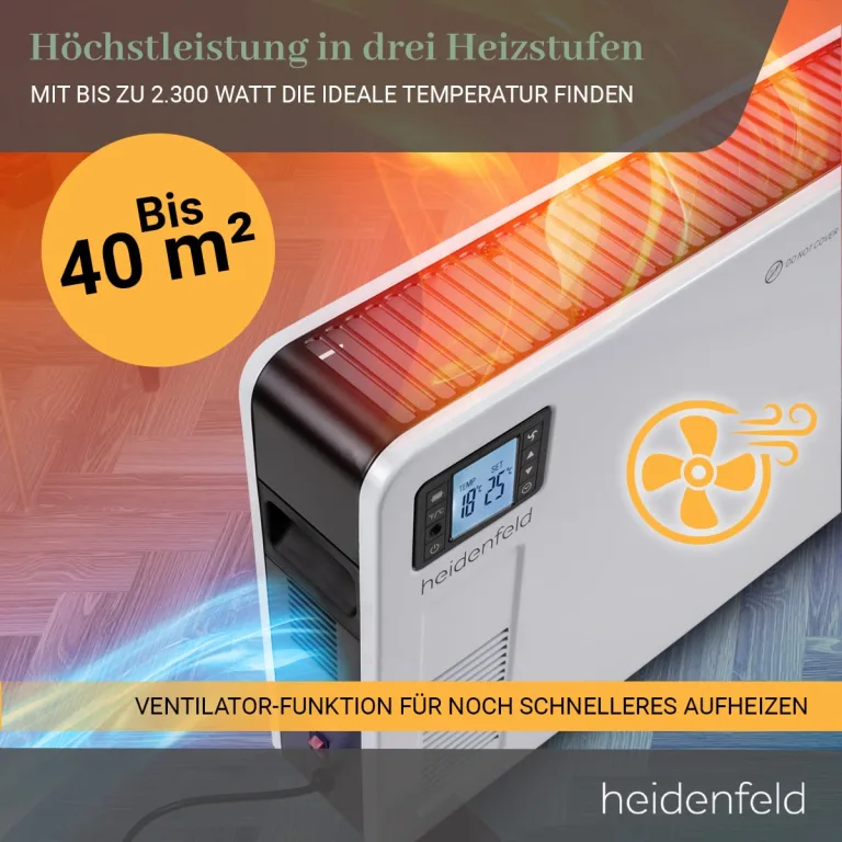 Heidenfeld Konvektor Heizung elektrisch EK100 | ???? ???????????????????? ???????????????????????????????? - 2300 Watt - Fernbedienung - Heizkörper - Elektroheizung - Standheizung - Wandheizung - Wandkonvektor - Bis ???????? m² – Bild 3