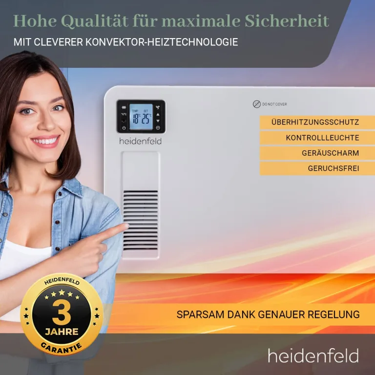 Heidenfeld Konvektor Heizung elektrisch EK100 | ???? ???????????????????? ???????????????????????????????? - 2300 Watt - Fernbedienung - Heizkörper - Elektroheizung - Standheizung - Wandheizung - Wandkonvektor - Bis ???????? m² – Bild 4