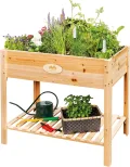 Hochbeet für Balkon und Garten aus Zedernholz, hochwertiger Pflanzkasten mit Ablage, ideal einsetzbar als Anzuchtbeet oder Kräuterbeet, Maße 80x40x85 cm (Typ: HB002) - Thumbnail 8