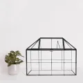 Homtone 23 cm Großer Geometrischer Terrarium-Pflanzgefäß, Hausform, Schwarz, Handgefertigte Glasbox, Vintage-Tischplatte, Miniatur-Blumentopf für Sukkulenten, Kakteen (Schwarz) - Thumbnail 8