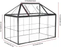 Homtone 23 cm Großer Geometrischer Terrarium-Pflanzgefäß, Hausform, Schwarz, Handgefertigte Glasbox, Vintage-Tischplatte, Miniatur-Blumentopf für Sukkulenten, Kakteen (Schwarz) - Thumbnail 4
