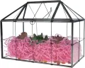 Homtone 23 cm Großer Geometrischer Terrarium-Pflanzgefäß, Hausform, Schwarz, Handgefertigte Glasbox, Vintage-Tischplatte, Miniatur-Blumentopf für Sukkulenten, Kakteen (Schwarz) - Thumbnail 5