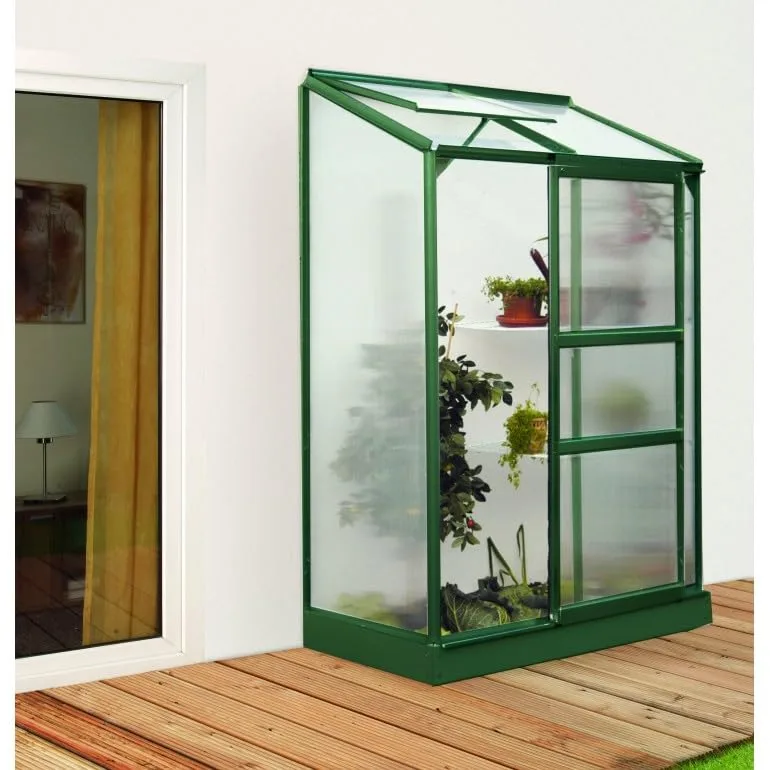 Gewächshaus Vitavia Ida 900 aus grünem Aluminium und Wabenpolykarbonat 4 mm, 69 x 131 x H 182 cm, Made in Germany - Bild 1