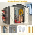 Thanaddo Gerätehaus Metall Groß Geräteschuppen 240x192x191 cm mit Fundamentrahmen, Wetterfest Gartenhaus mit Belüftungslöcher, Abschließbar, Gartenschuppen für Outdoor Garten Hinterhof, Schwarz - Thumbnail 5