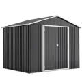 Thanaddo Gerätehaus Metall Groß Geräteschuppen 240x192x191 cm mit Fundamentrahmen, Wetterfest Gartenhaus mit Belüftungslöcher, Abschließbar, Gartenschuppen für Outdoor Garten Hinterhof, Schwarz - Thumbnail 1