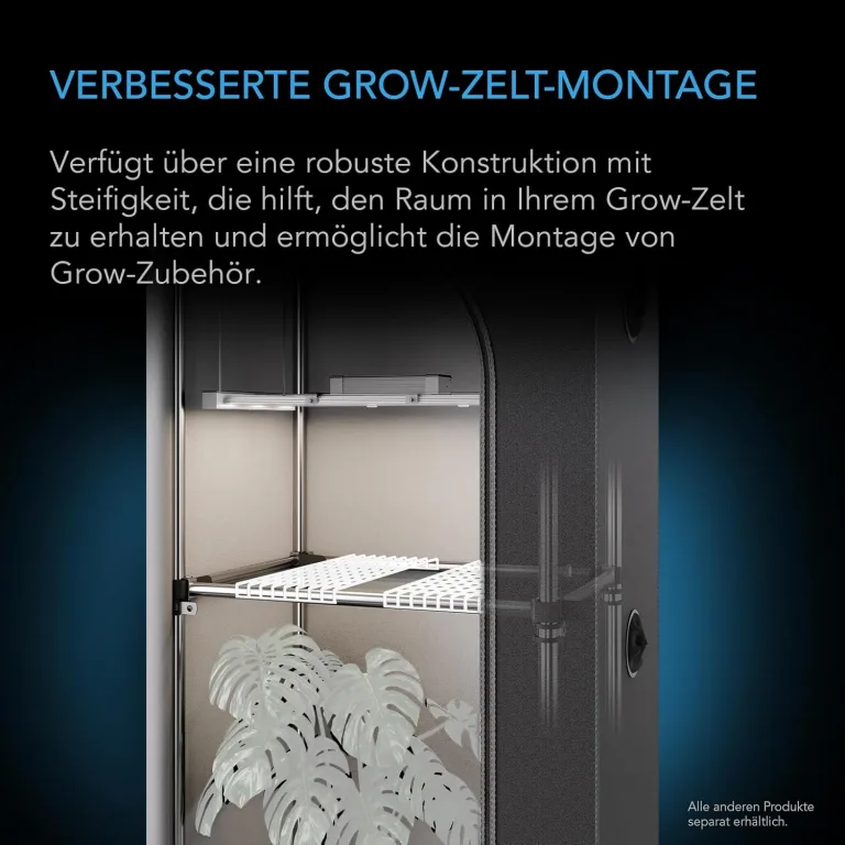 AC Infinity Schwerlast-Grow-Zelt-Montagestangen 150x150 cm, High Airflow CFM Kit Verhindert Einziehen der Wände, Trellis- und Zusatzbeleuchtungs-Montage für alle 150x150 cm Indoor-Grow-Zelte – Bild 2