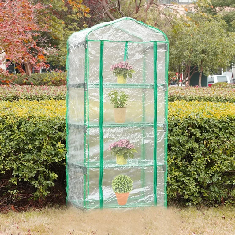 LATERN 4 Stufen Gewächshaus Ersatzabdeckung, 160cm x 70cm x 50cm Durchsichtiges PVC Abdeckung für Kleine Pflanzen mit Aufrollbarer Reißverschlusstür für Pflanzen Frostschutz (Rahmen Nicht enthalten) – Bild 7