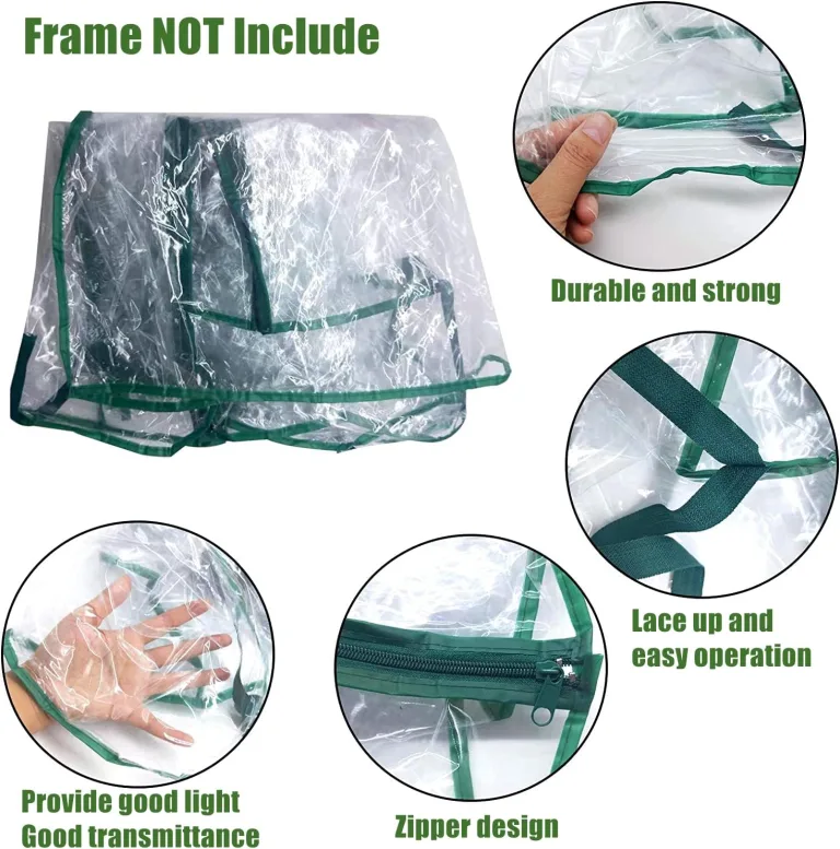 LATERN 4 Stufen Gewächshaus Ersatzabdeckung, 160cm x 70cm x 50cm Durchsichtiges PVC Abdeckung für Kleine Pflanzen mit Aufrollbarer Reißverschlusstür für Pflanzen Frostschutz (Rahmen Nicht enthalten) – Bild 3