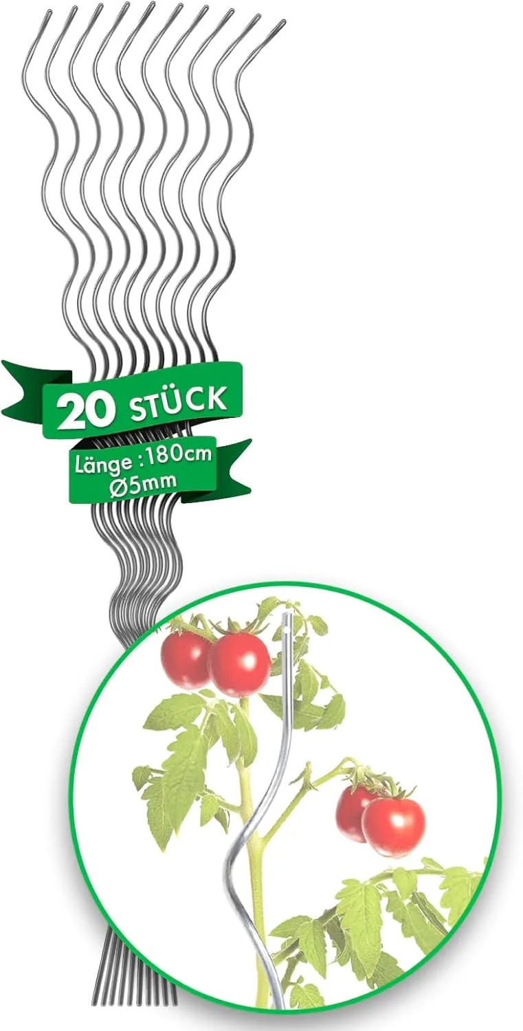 KARAT Tomatenspiralstäbe - 180 cm Länge - 10 Stück - Tomatenstab - Spiralstab - Rankstab - Tomaten Rankhilfe - Pflanzstab aus verzinktem Stahl – Bild 9