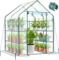 Ohuhu Gewächshaus Foliengewächshaus überwinterungszelt für Pflanzen, Winterfest Tomatenhaus Winterschutz Pflanzen mit PVC Abdeckung 3 Tiers 12 Regale Gewächshaus Klein für Garten 143x143x195 cm - Thumbnail 1