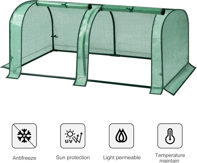 WOLTU Foliengewächshaus, Gewächshaus wasserdicht, Tomatengewächshaus wetterfest, PE Gitterfolie, Mehrzwecktreibhaus Pflanzenhaus für Garten Balkon, 130 x 60 x 50 cm, Grün – Bild 5