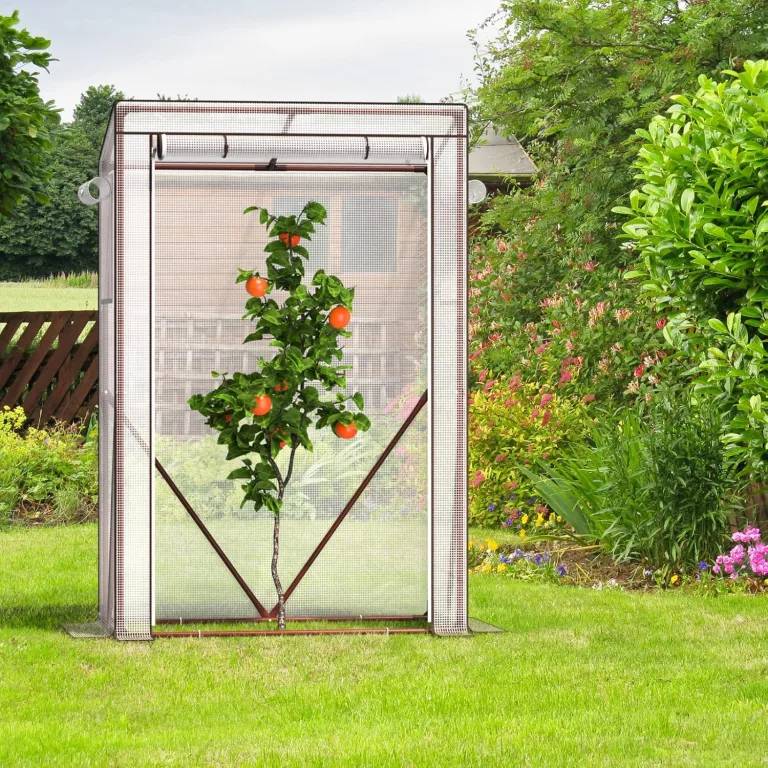 UDPATIO Tomaten Gewächshaus, klein Foliengewächshaus Tomatengewächshaus Tomatenhaus mit aufrollbare Tür und 4X Erdhaken,Stabiles Anzuchthaus Gemüse Gewächshaus Treibhaus für Boden,Garten,150x100x50cm – Bild 5