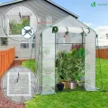VOUNOT® Gewächshaus Foliengewächshaus, begehbares Gartenhäuschen mit 4 Regalebenen, Tomatenhaus Tomatengewächshaus, Weiß 143x73x195cm - Thumbnail 2