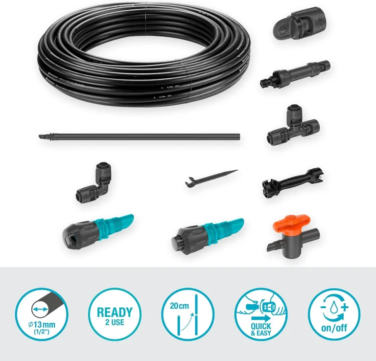 Gardena Micro-Drip-System Tropfbewässerung Set Gemüse-/Blumenbeet (60 m²): Starter-Set sofort einsatzbereit, wassersparendes Bewässerungssystem, einfache & flexible Verbindungstechnik (13450-20) – Bild 2