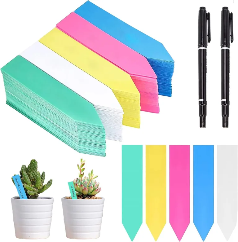 500 Stück Pflanzenschilder, 10 x 2 cm Pflanzenetiketten Set, Farbe Pflanzenetiketten, Pflanzenschilder mit 2 Filzstiften, Pflanzen Zubehör für Gärten, Obstgärten, Gewächshäuser und Kleine Topfpflanzen