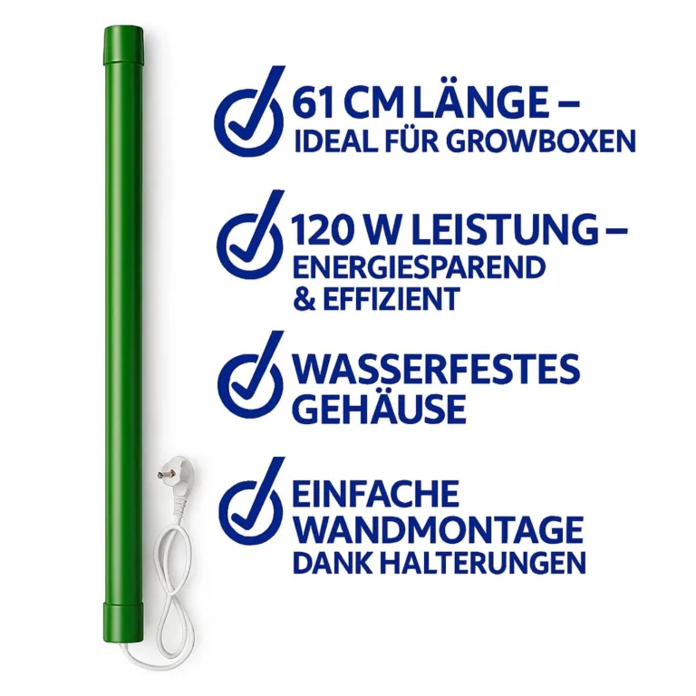 Weedness Grow Heizung 120 Watt 61 cm Lang für Growboxen - Indoor Anbau Grow Heizgebläse Heizstrahler Schnellheizer Sparsam Luftheizung – Bild 3