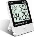 Flintronic Thermometer Hygrometer Innen, Mini LCD Anzeige Von Zeit Temperatur, Luftfeuchtigkeitsmesser mit Raumklima-Indikator für Innenbereich, Zuhause,Büro, Schule, Hotel und Gewächshaus(9 X 10 CM) - Thumbnail 8