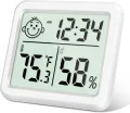 Flintronic Thermometer Hygrometer Innen, Mini LCD Anzeige Von Zeit Temperatur, Luftfeuchtigkeitsmesser mit Raumklima-Indikator für Innenbereich, Zuhause,Büro, Schule, Hotel und Gewächshaus(9 X 10 CM) - Thumbnail 9