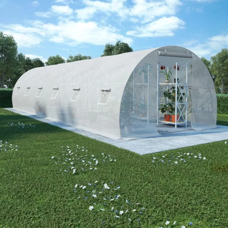 Gewächshaus 27 m² 9x3x2 m GewäChshaus Klein Frostschutz Pflanzen Winterschutz FrostwäChter GewäChshaus Winterfest GeräTehaus Tomaten GewäChshaus mit 12 Seitenfenstern und 1 Tür – Bild 1