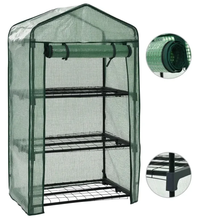 3-stufiges Mini-Gewächshaus 69x49x125 cm GewäChshaus Klein Frostschutz Pflanzen Winterschutz FrostwäChter GewäChshaus Winterfest GeräTehaus Tomaten GewäChshaus Winterschutzzelt 3 Regalen – Bild 2