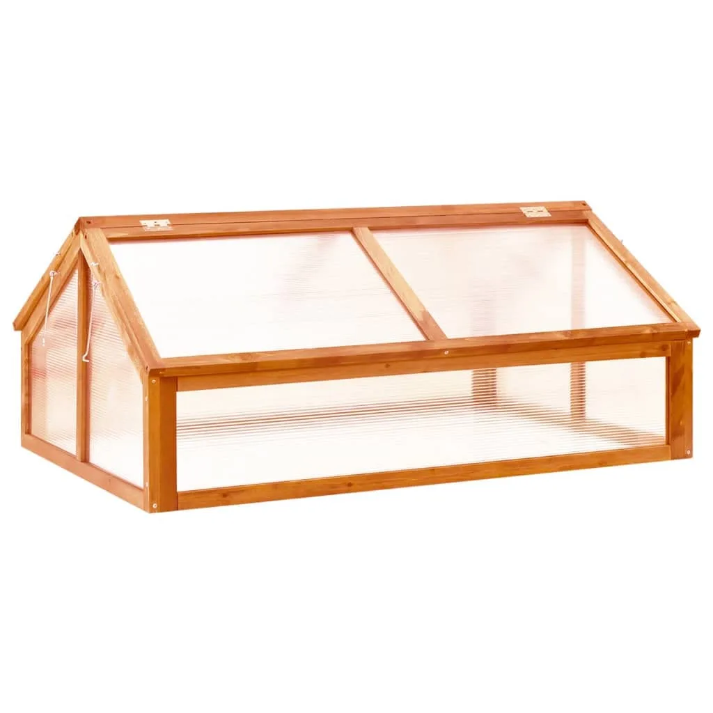 Gewächshaus Braun 114x80x50 cm Tannenholz GewäChshaus Klein Frostschutz Pflanzen Winterschutz FrostwäChter GewäChshaus Winterfest GeräTehaus Tomatenhaus Offene Unterseite Klappdeckel - Bild 1