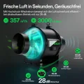 VIVOSUN Smart Rohrventilator 100mm AeroZesh T4 PRO Abluftventilator 357m³/h mit GrowHub E42A+, VPD-Regler, WiFi/App-Fernsteuerung, Ventilator Growbox Rohrlüfter für Growzelte Gewächshäuser - Thumbnail 4