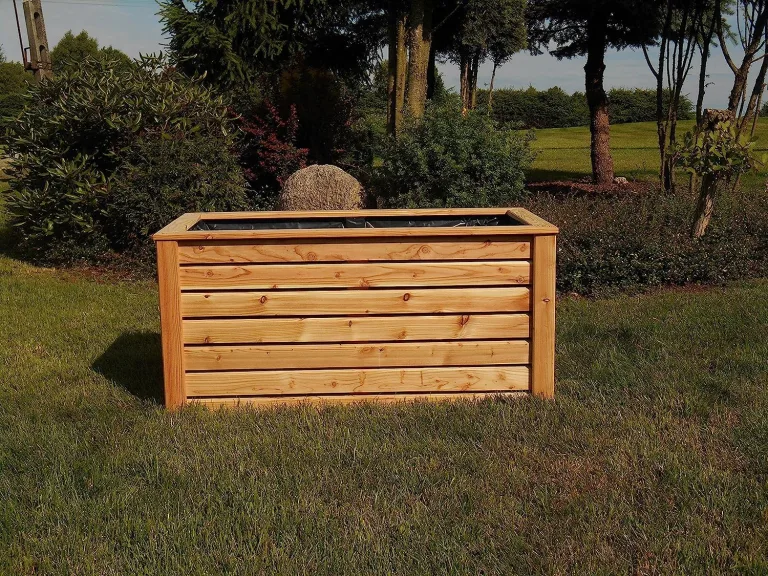 Gartenwelt Riegelsberger Hochbeet 150x60x72 cm aus modernen Rhombusleisten Lärchenholz Natur Kräuterbeet Gemüsebeet – Bild 3