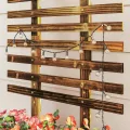 Outsunny Hochbeet Pflanzkasten mit Rankgitter, Spalier Pflanzkübel Blumenkasten Holz, Gemüsebeet mit Rollen, Rankhilfe, Gartenspalier 65x31x147cm für Garten, für Kletterpflanzen, Blumen, Verkohlt - Thumbnail 9