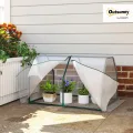 Outsunny Gewächshaus mit PE-Gitterfolie, UV-beständige Foliengewächshaus aus Stahl, Treibhaus für Balkon, Garten, Tomatenhaus 99x71x60cm, Tomatengewächshaus für Gemüse, Blumen, Pflanzen, Weiß - Thumbnail 2