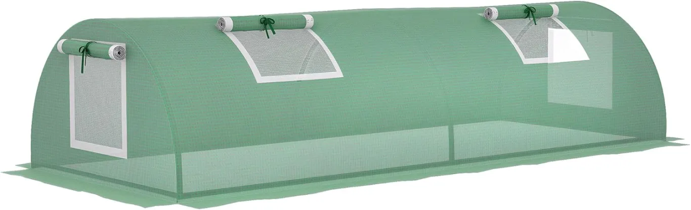 Outsunny Foliengewächshaus Mini Tunnelgewächshaus mit Mesh Fenster, UV-beständige Frühbeet für Garten zur Aufzucht, PE Folie, Grün, 200 x 80 x 45 cm - Bild 1