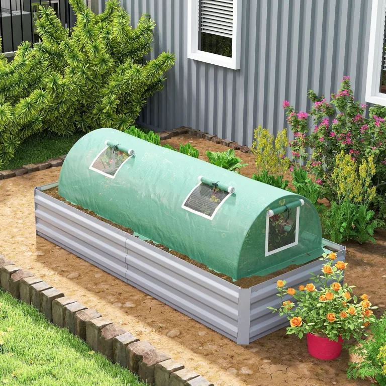 Outsunny Foliengewächshaus Mini Tunnelgewächshaus mit Mesh Fenster, UV-beständige Frühbeet für Garten zur Aufzucht, PE Folie, Grün, 200 x 80 x 45 cm – Bild 8