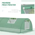 Outsunny Foliengewächshaus Mini Tunnelgewächshaus mit Mesh Fenster, UV-beständige Frühbeet für Garten zur Aufzucht, PE Folie, Grün, 200 x 80 x 45 cm - Thumbnail 4
