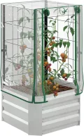 Outsunny Hochbeet Pflanzkasten mit Rankgitter, Spalier Pflanzkübel Blumenkasten Stahl, Gartenspalier 53 x 53 x 90 cm für Garten Balkon Terrasse, Blumenkübel für Kletterpflanzen Korbpflanzen, Blumen - Thumbnail 1