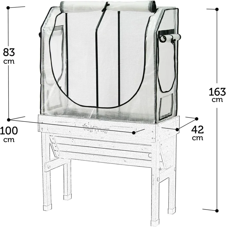 VegTrug® Gewächshausaufsatz Wall Hugger - Hochbeet Abdeckung mit Micro-Net-Funktion & PE-Folie - Frühbeet Aufsatz für Pflanzkasten - 99,5x41,5x90 cm – Bild 4