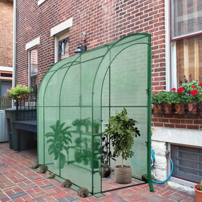 COSTWAY Foliengewächshaus mit 3-stöckigem Blumenregal, Tomatengewächshaus mit PE Gitterfolie, Treibhaus mit 2 aufrollbaren Türen, Tomaten Gewächshaus, Tomatenhaus für Topfpflanzen, 200x100x215cm, Grün – Bild 8