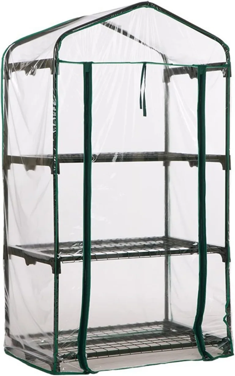 Dous Foliengewächshaus Winterfest Gartengewächshäuser Transparent PVC wasserdichte AntiUV Gewächshaus Haushaltspflanze Für Gemüse Tomaten Blumen ohne Eisenständer – Bild 1