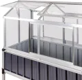 Dema Alu Hochbeet mit Gewächshausaufsatz, Frühbeetaufsatz, Treibhausaufsatz, 114x61x129 cm, 2X seitliche Schiebetüren, 4X Dachentlüftung, 3-stufig, anthrazit - Thumbnail 5