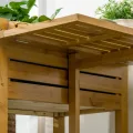 Outsunny Hochbeet Blumenkasten Pflanzkasten mit klappbarer Tischplatte, Kräuterbeet mit Innenverkleidung aus Vlies, für Garten, Terrasse, Holz, Braun, 64 x 63 x 74,5 cm - Thumbnail 7